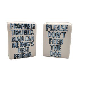 Our Name is Mud Man's Best Friend Ceramic Salt and Pepper Shaker Set Enesco